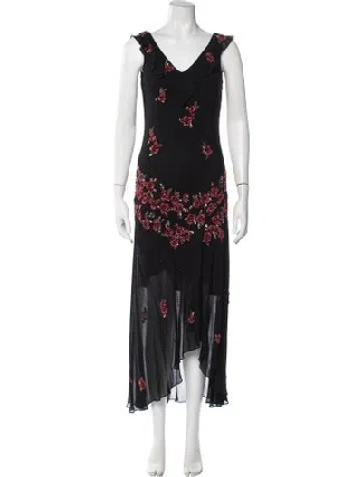 Pre-owned Sue Wong Silk Long Dress In Black