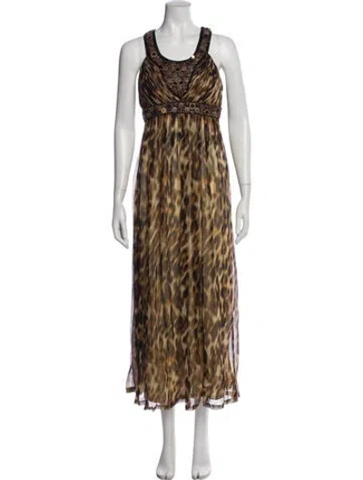 Pre-owned Sue Wong Silk Long Dress In Brown