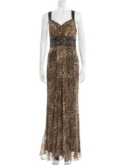 Pre-owned Sue Wong Silk Long Dress In Brown
