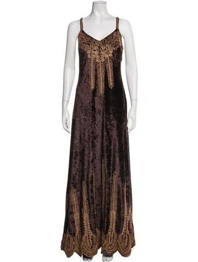 Pre-owned Sue Wong Silk Long Dress In Brown