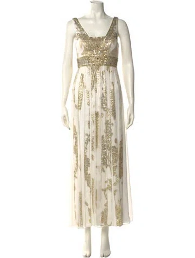 Pre-owned Sue Wong Silk Long Dress In Gold