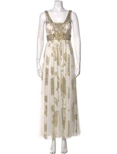 Pre-owned Sue Wong Silk Long Dress In Gold
