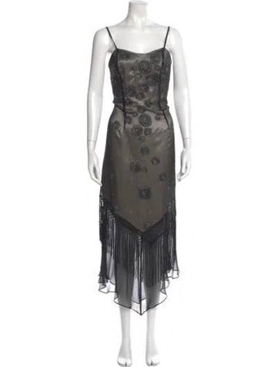 Pre-owned Sue Wong Silk Long Dress In Gray