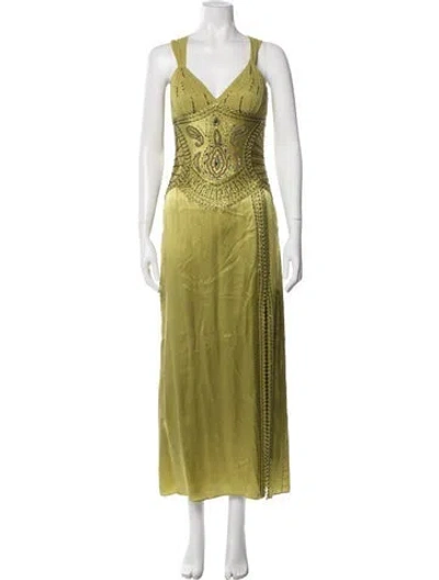 Pre-owned Sue Wong Silk Long Dress In Green