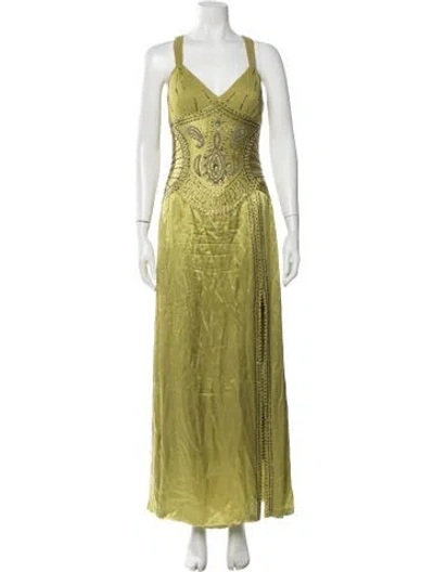 Pre-owned Sue Wong Silk Long Dress In Green