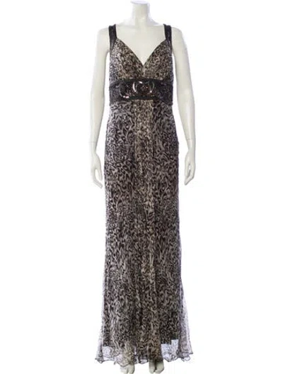Pre-owned Sue Wong Silk Long Dress In Multi