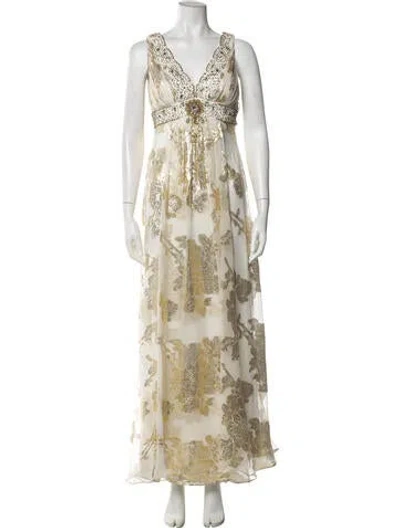 Pre-owned Sue Wong Silk Long Dress In Neutral