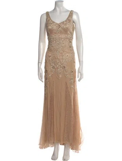 Pre-owned Sue Wong Silk Long Dress In Neutral