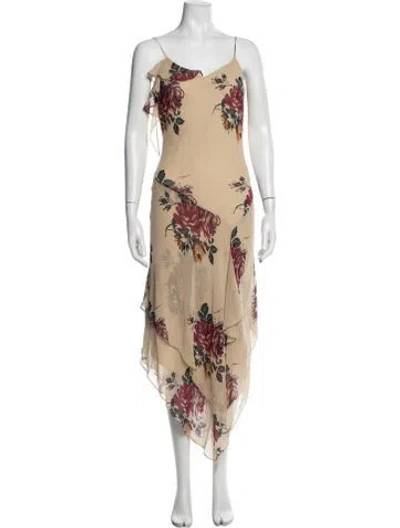 Pre-owned Sue Wong Silk Long Dress In Neutrals