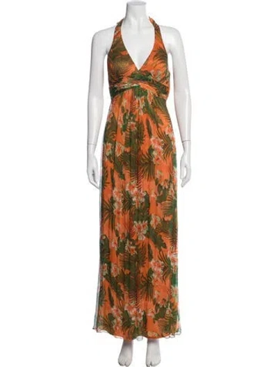 Pre-owned Sue Wong Silk Long Dress In Orange