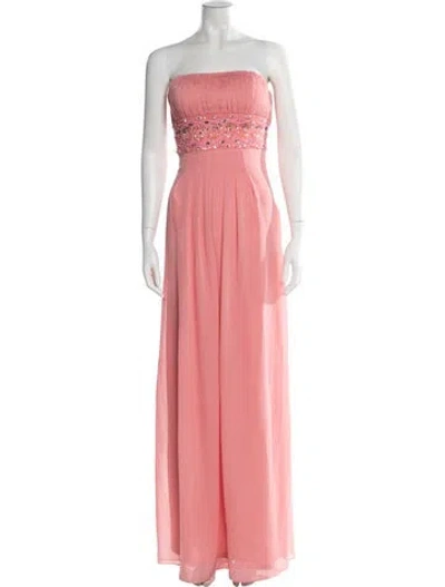 Pre-owned Sue Wong Silk Long Dress In Pink