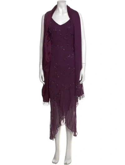 Pre-owned Sue Wong Silk Long Dress In Purple