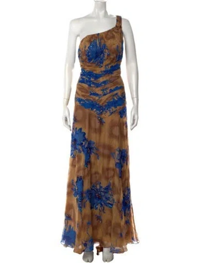 Pre-owned Sue Wong Silk Long Dress W/ Tags In Brown