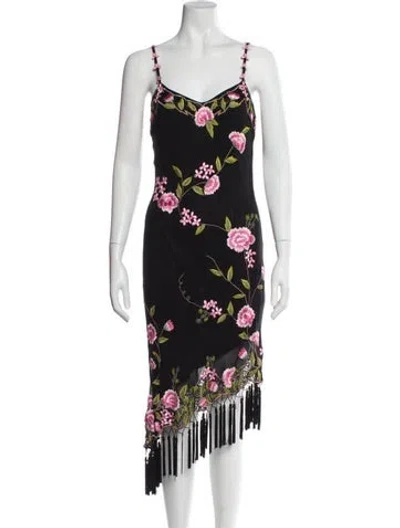 Pre-owned Sue Wong Silk Midi Length Dress In Black