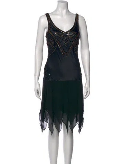 Pre-owned Sue Wong Silk Midi Length Dress In Black