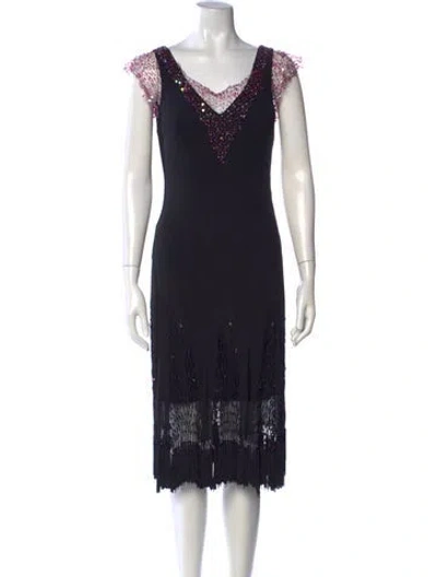 Pre-owned Sue Wong Silk Midi Length Dress In Black