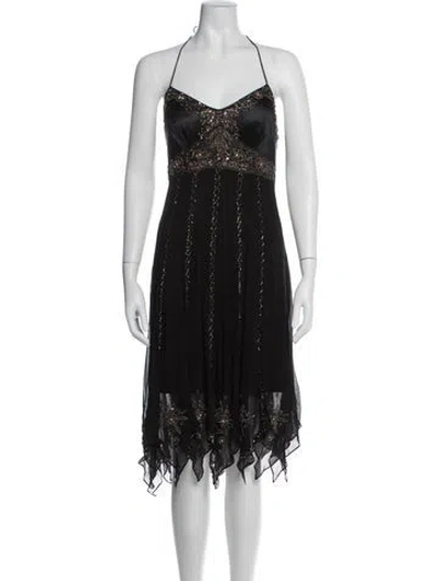 Pre-owned Sue Wong Silk Midi Length Dress In Black