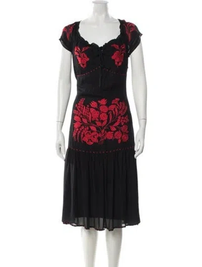 Pre-owned Sue Wong Silk Midi Length Dress In Black