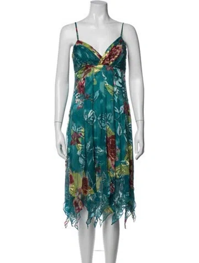 Pre-owned Sue Wong Silk Midi Length Dress In Blue