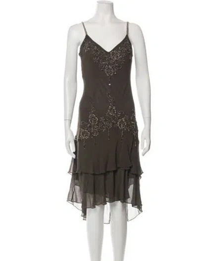Pre-owned Sue Wong Silk Midi Length Dress In Green
