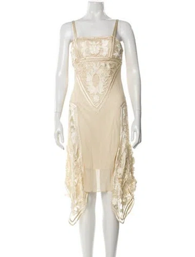 Pre-owned Sue Wong Silk Midi Length Dress In Neutral