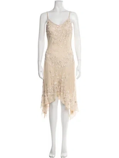 Pre-owned Sue Wong Silk Midi Length Dress In Neutral