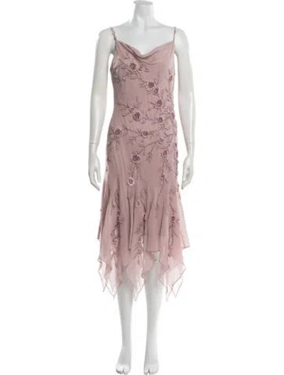 Pre-owned Sue Wong Silk Midi Length Dress In Pink