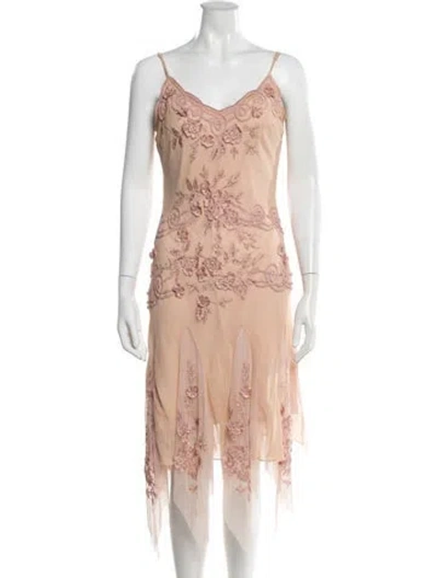 Pre-owned Sue Wong Silk Midi Length Dress In Pink
