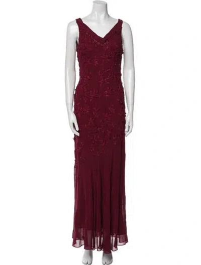 Pre-owned Sue Wong Silk Midi Length Dress In Red