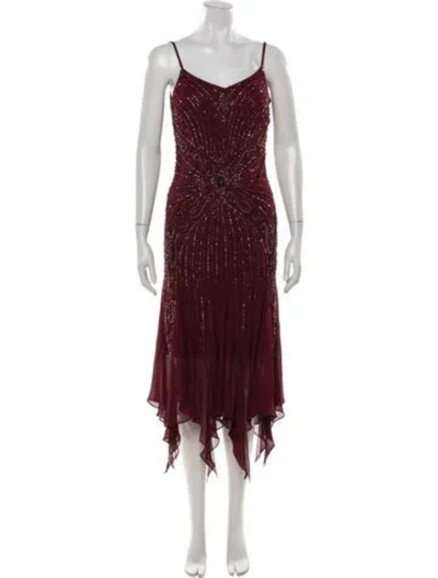 Pre-owned Sue Wong Silk Midi Length Dress In Red