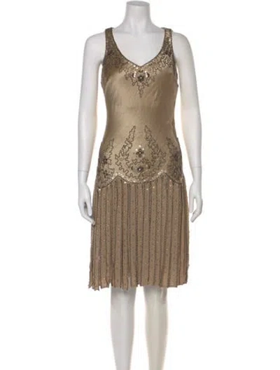 Pre-owned Sue Wong Silk Midi Length Dress W/ Tags In Neutral