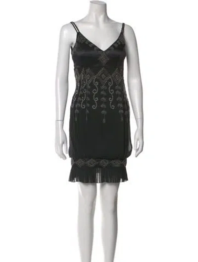 Pre-owned Sue Wong Silk Mini Dress In Black