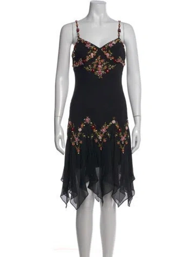 Pre-owned Sue Wong Silk Mini Dress In Black