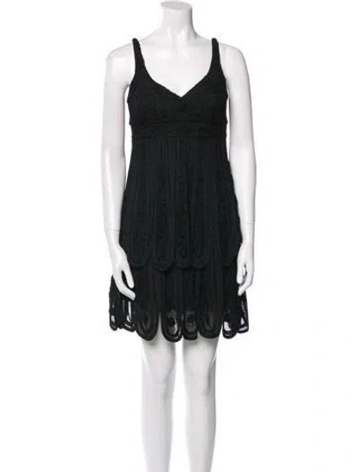 Pre-owned Sue Wong Silk Mini Dress In Black