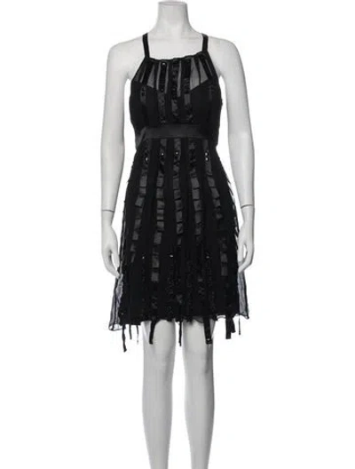 Pre-owned Sue Wong Silk Mini Dress In Black