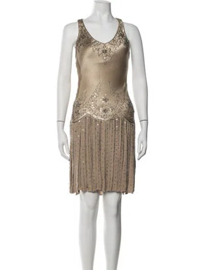 Pre-owned Sue Wong Silk Mini Dress In Black