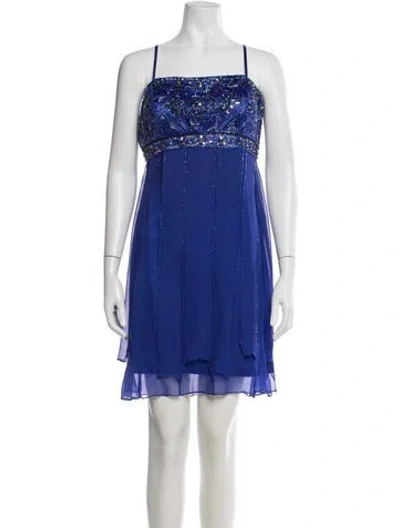 Pre-owned Sue Wong Silk Mini Dress In Blue