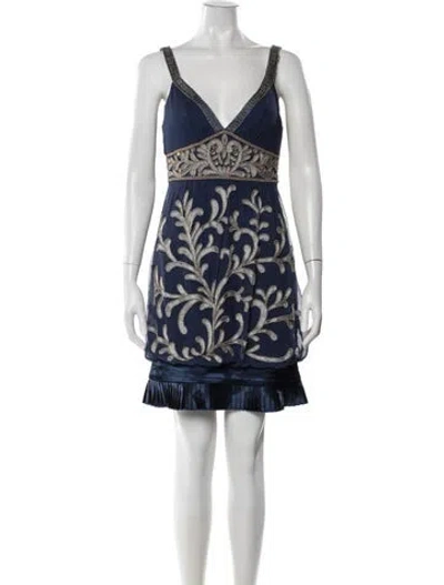 Pre-owned Sue Wong Silk Mini Dress In Blue