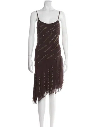 Pre-owned Sue Wong Silk Mini Dress In Brown