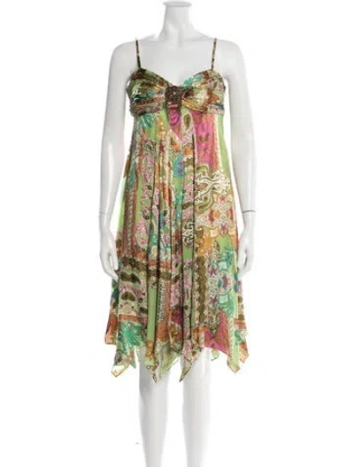 Pre-owned Sue Wong Silk Mini Dress In Green