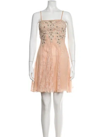 Pre-owned Sue Wong Silk Mini Dress In Neutral