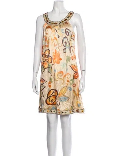 Pre-owned Sue Wong Silk Mini Dress In Neutrals