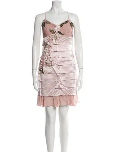 Pre-owned Sue Wong Silk Mini Dress In Pink