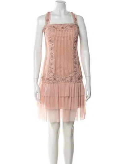 Pre-owned Sue Wong Silk Mini Dress In Pink