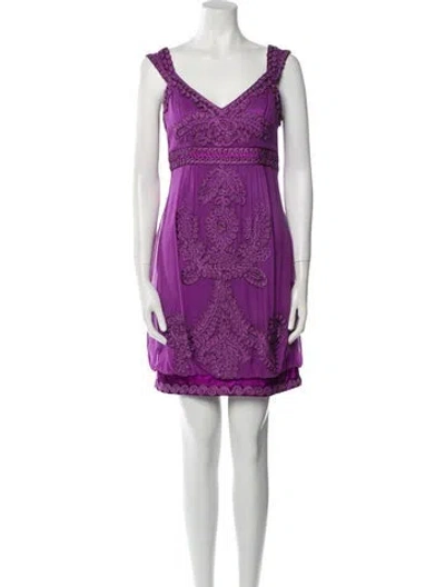 Pre-owned Sue Wong Silk Mini Dress In Purple