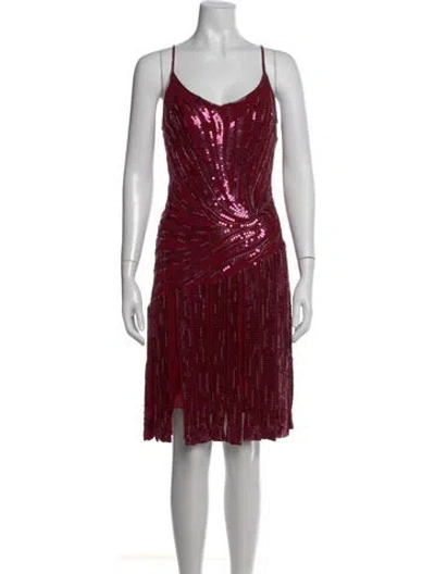 Pre-owned Sue Wong Silk Mini Dress In Red