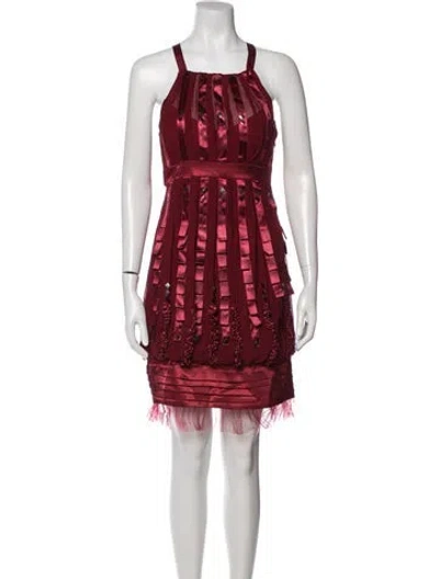 Pre-owned Sue Wong Silk Mini Dress In Red