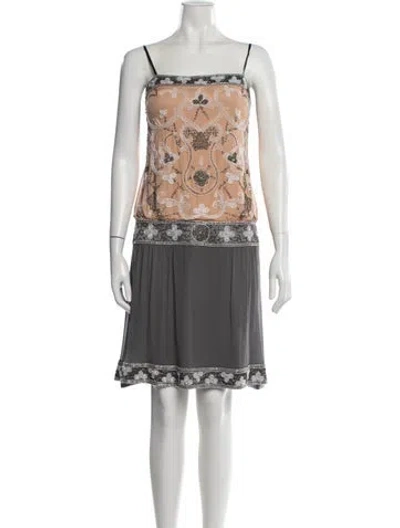 Pre-owned Sue Wong Silk Mini Dress W/ Tags In Gray