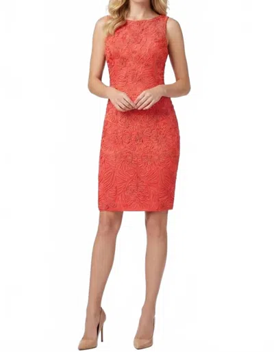 Sue Wong Sleeveless Soutache Embroidered Dress In Flame In Orange
