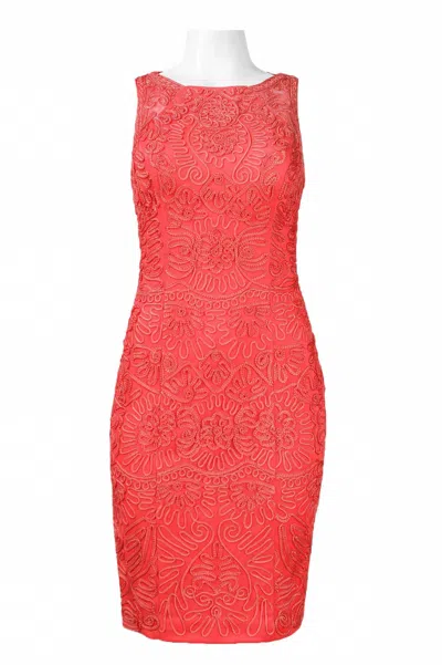 Sue Wong Soutache Embroidered Dress In Flame In Red